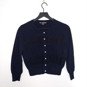 Karl Lagerfeld Navy Cropped Cardigan